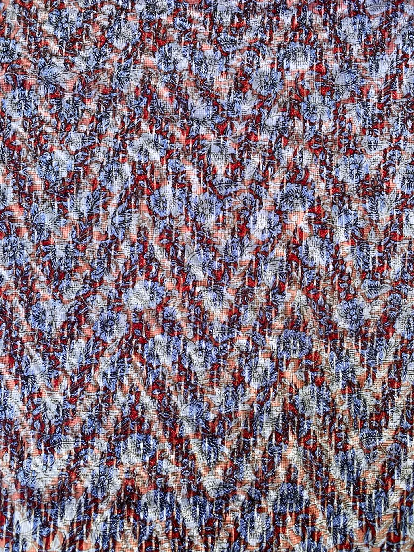 Chevron Yayoo Designer Print - Blue/Red - 58"Wide - Sold By The Metre