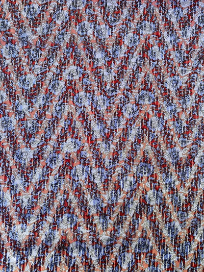 Chevron Yayoo Designer Print - Blue/Red - 58"Wide - Sold By The Metre