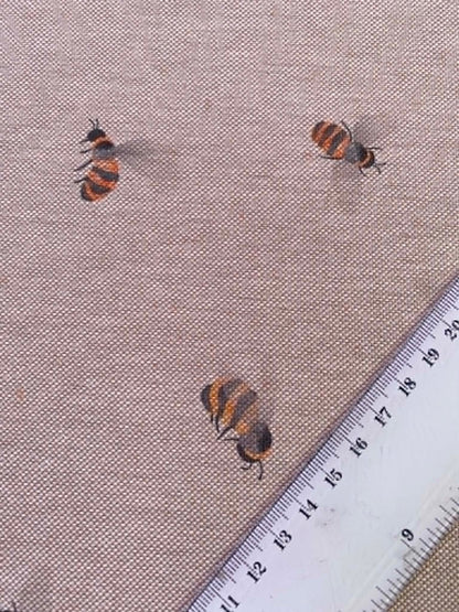 Bumblebee Linen Look Digital Canvas Fabric - 59" Wide - Natural Beige Medium Weight Upholstery & Craft Fabric No Stretch - £9.99/m