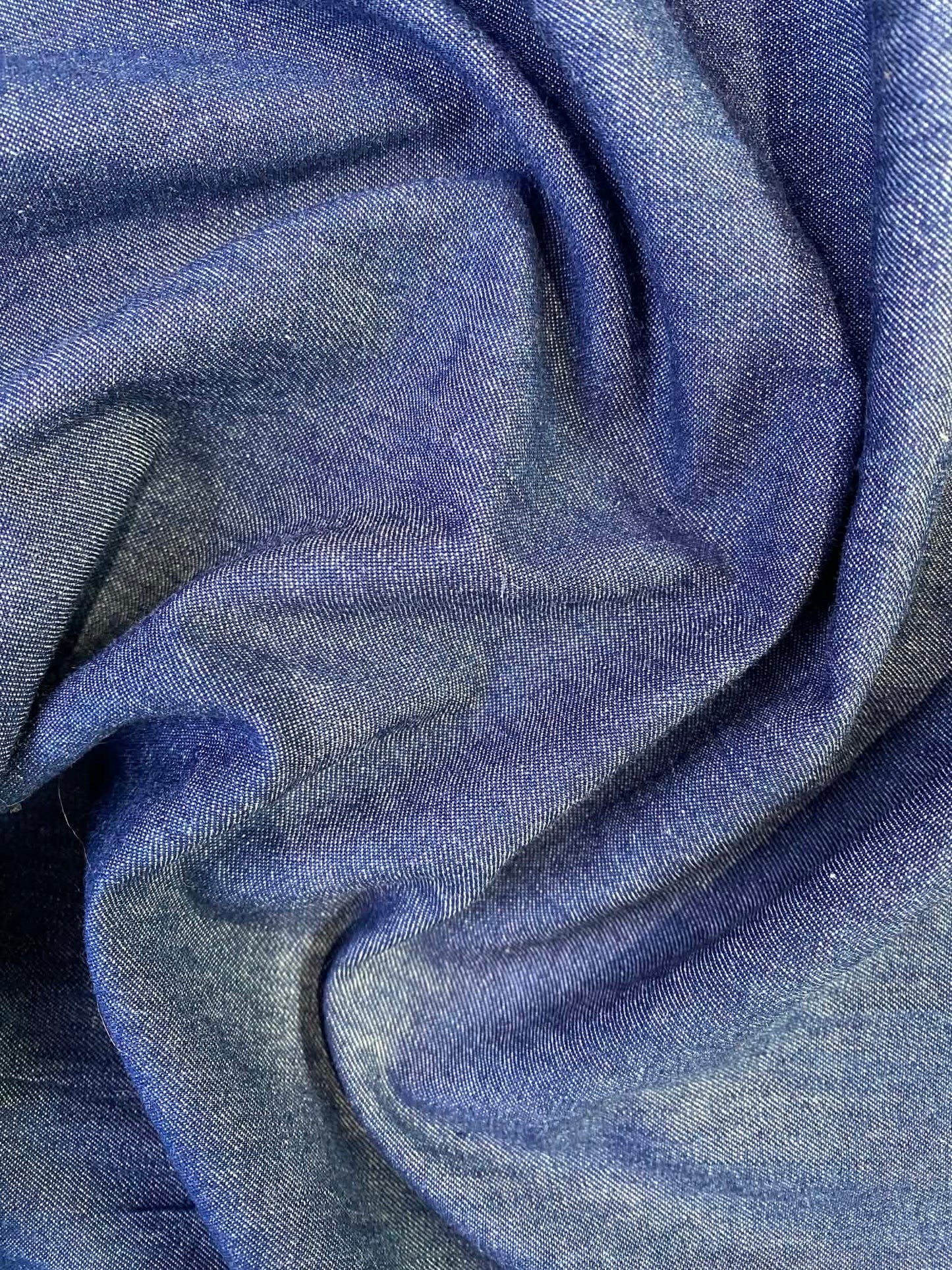 100% Cotton Denim/Chambray - Blue - 60"Wide - Sold By The Metre