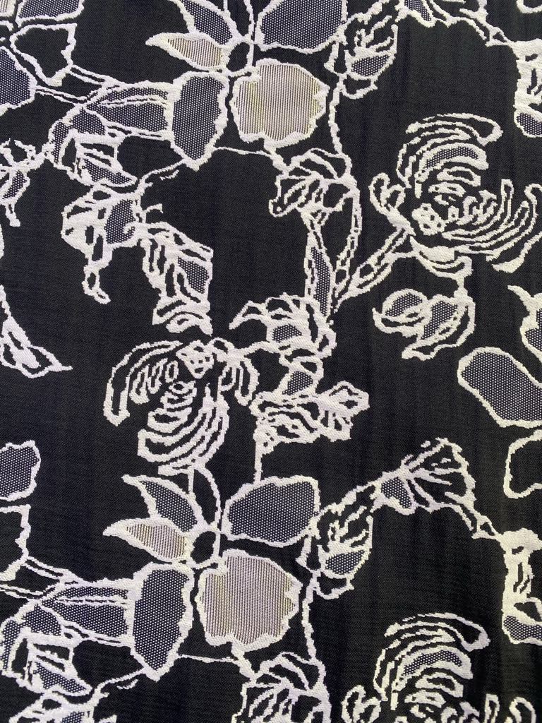 Brocade - Navy/Silver/Cream - 63" Wide - Sold By The Metre