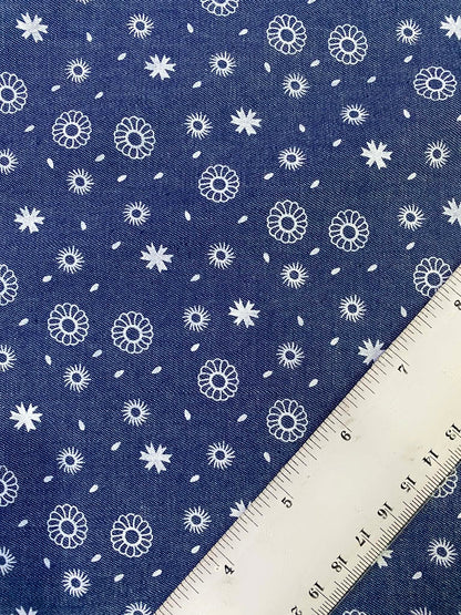 100% Cotton Denim/Chambray - Navy/White - 60"Wide - Sold By The Metre