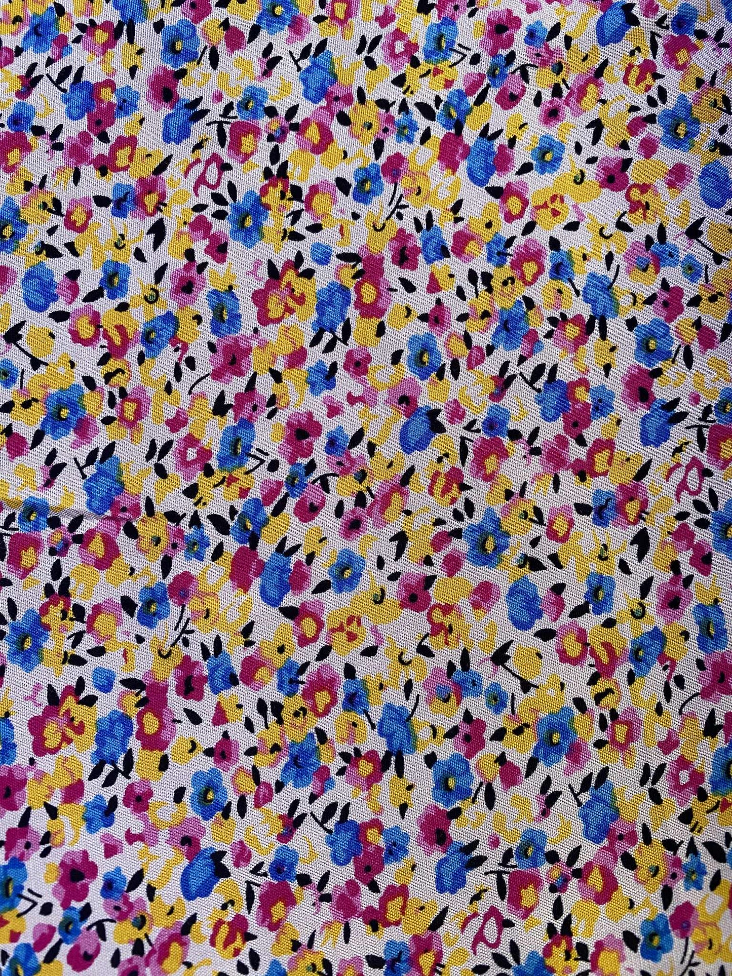 Viscose - Yellow/Pink/Blue - 57"Wide - Sold By The Metre