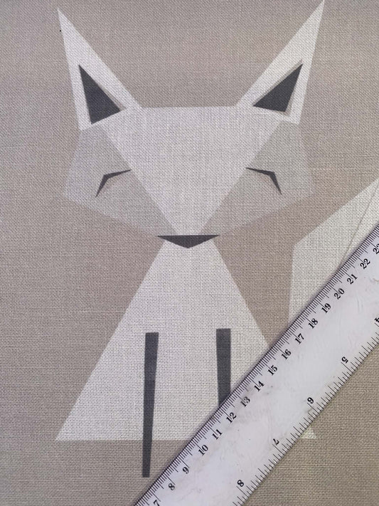 Geometric Fox Canvas Fabric - Grey & Off-White - 56" Wide, £5.99 per Metre