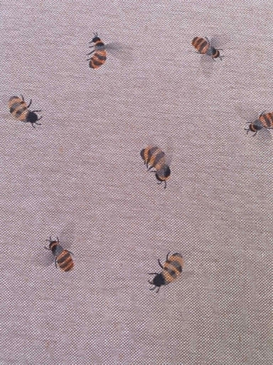 Bumblebee Linen Look Digital Canvas Fabric - 59" Wide - Natural Beige Medium Weight Upholstery & Craft Fabric No Stretch - £9.99/m