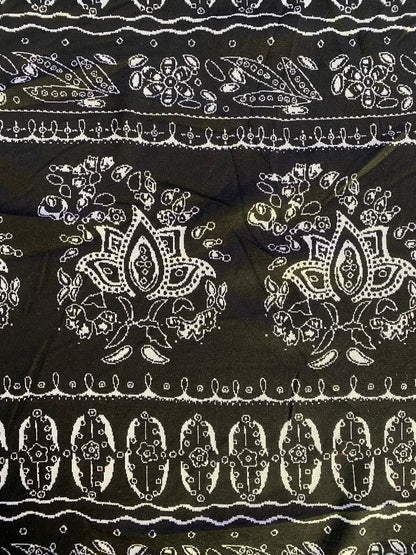 Ponte Roma Jacquard w/ Lycra - Black/White - 70"Wide - Sold By The Metre