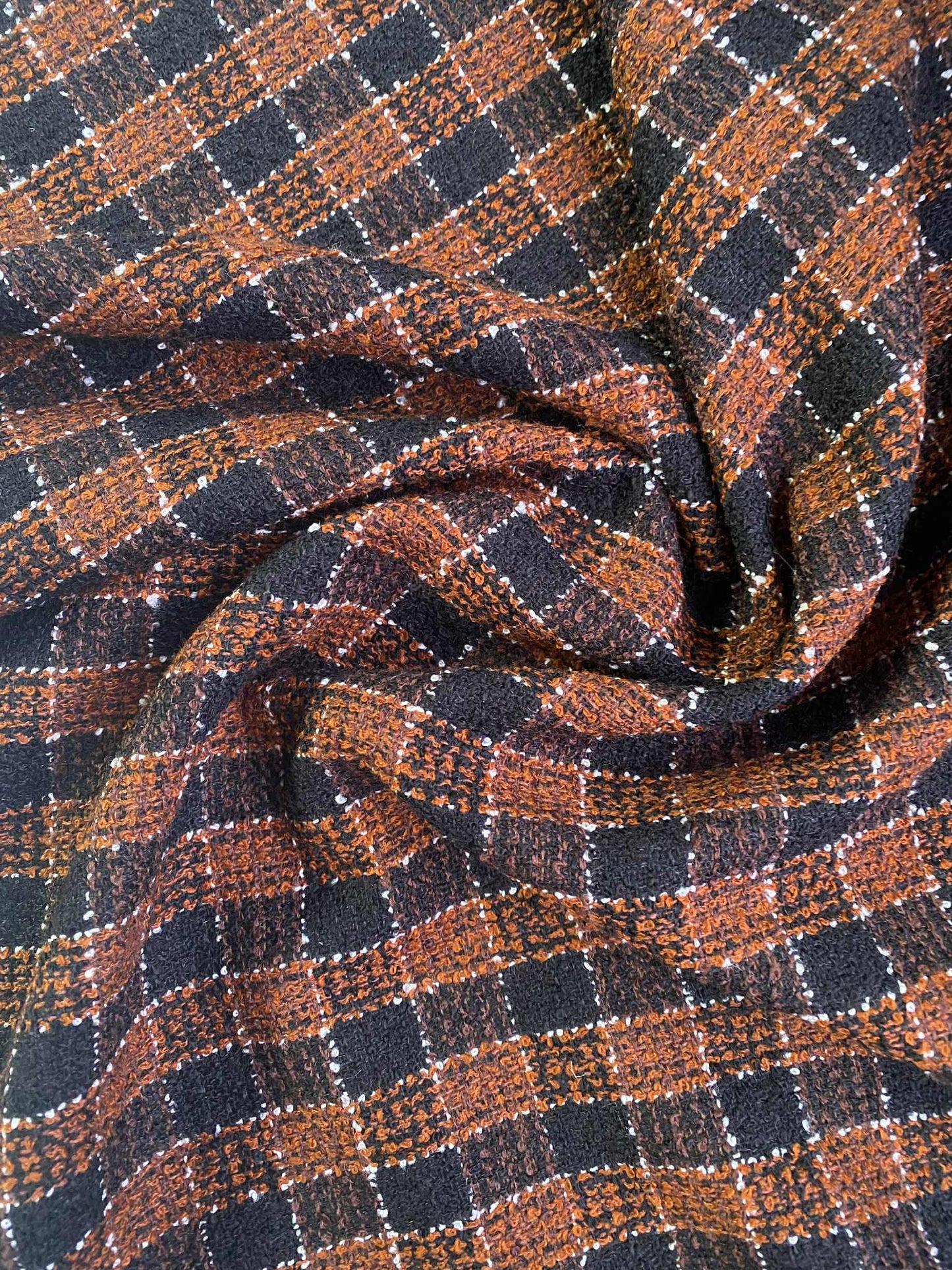 Poly Boucle - Brown/Black/White - 60"Wide - Sold By The Metre