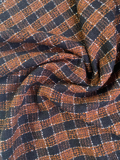 Poly Boucle - Brown/Black/White - 60"Wide - Sold By The Metre