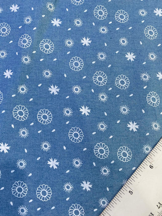 100% Cotton Denim/Chambray - Blue/White - 60"Wide - Sold By The Metre