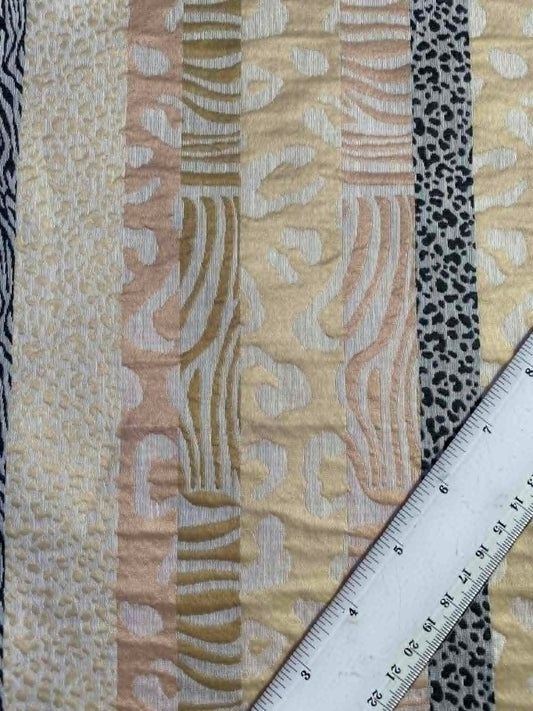 Gold & Bronze Animal Print Jacquard Brocade - 64" Wide - Lightweight Designer Fabric - Zebra & Leopard Pattern - £3.99/m