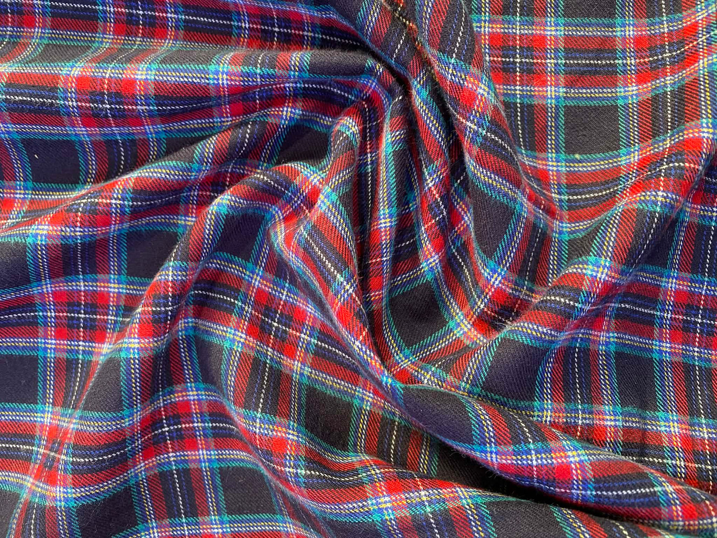 100% Cotton Tartan - Navy/Red/YellowWhite - 59"Wide - Sold By The Metre