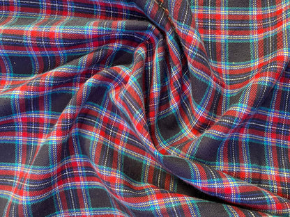 100% Cotton Tartan - Navy/Red/YellowWhite - 59"Wide - Sold By The Metre