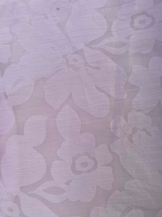 White Floral Burnout Polycotton - 54" Wide - Sheer Textured Leaf & Bloom - £2.99/m