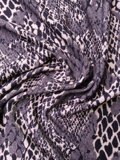 Knitted Jersey - Snakeskin - Black/Cream - 61" Wide - Sold By The Metre