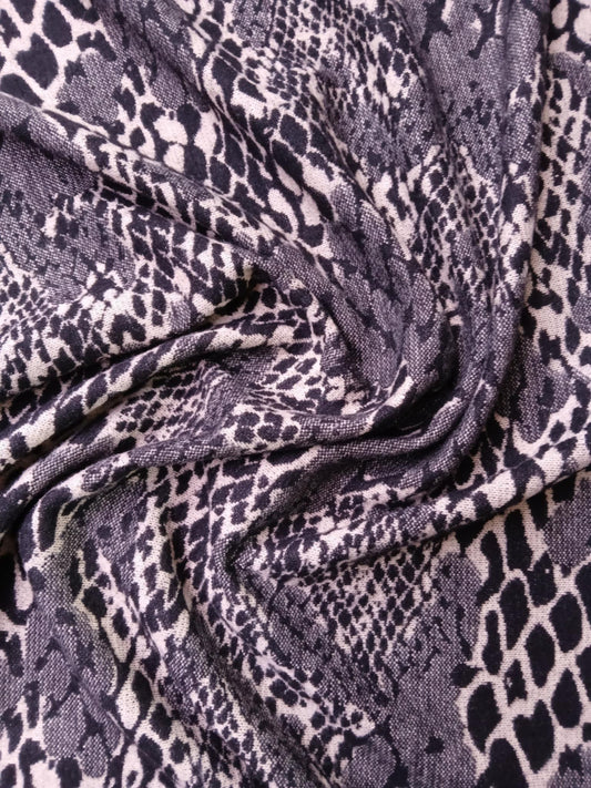 Knitted Jersey - Snakeskin - Black/Cream - 61" Wide - Sold By The Metre