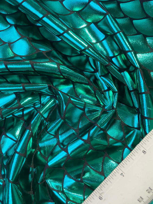 Fish Scale 92% Polyester 8% Elastane - Turquoise Green - 58"Wide - Sold By The Metre