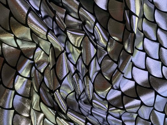 Fish Scale 92% Polyester 8% Elastane - Silver - 58"Wide - Sold By The Metre