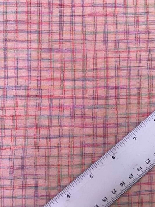 Dusty Pink Plaid Chiffon Check Fabric - 55" Wide - Sheer Lightweight No Stretch - £2.50/m
