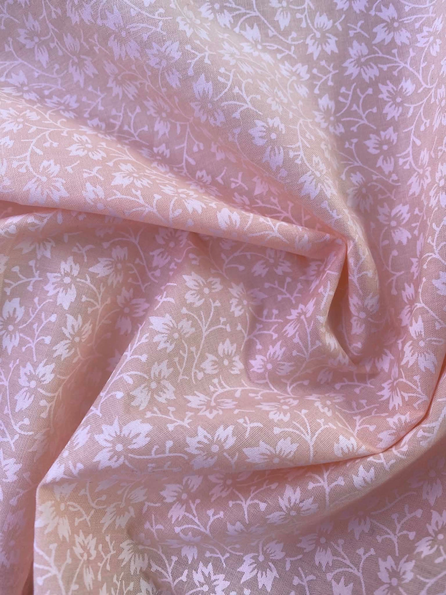 Poly Cotton - Peach/White - 45" Wide