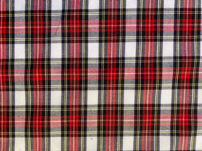 100% Cotton Tartan - White/Red/Yellow - 59"Wide - Sold By The Metre