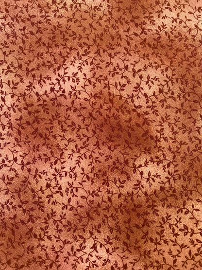 CLEARANCE - Warm Brown & Beige Botanical Leaf Cotton Quilting Fabric – Delicate Vine Print