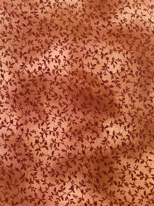 CLEARANCE - Warm Brown & Beige Botanical Leaf Cotton Quilting Fabric – Delicate Vine Print