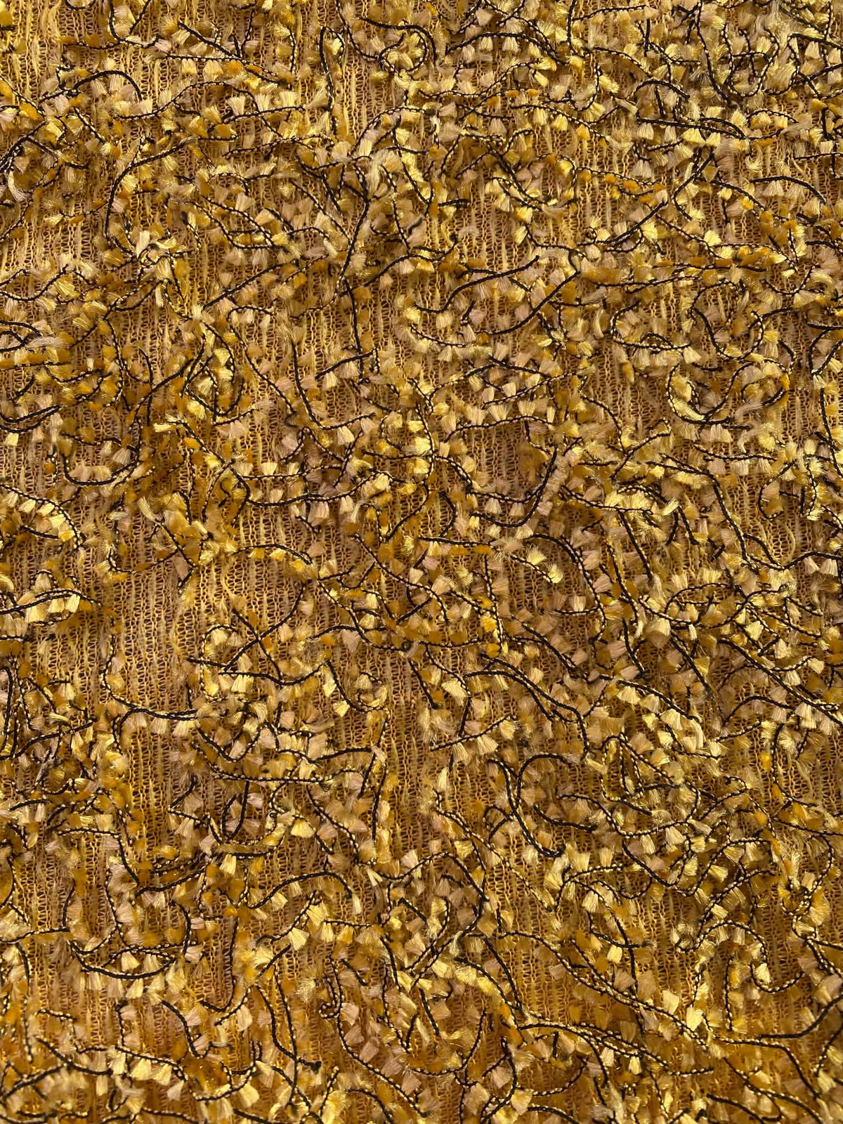 Gold and Black Boucle Texture Fabric - 62" Wide, £3.99 per Metre