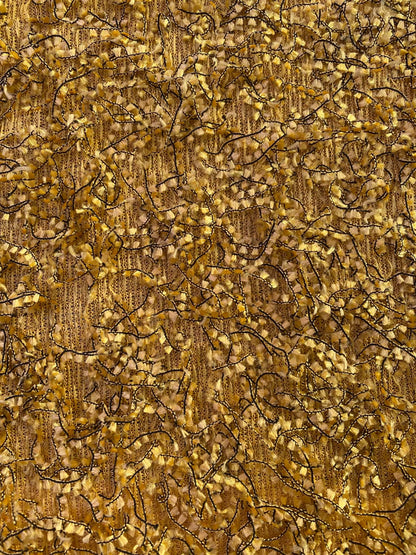 Gold and Black Boucle Texture Fabric - 62" Wide, £3.99 per Metre