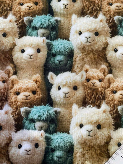 Little Johnny Alpaca Party Cotton Jersey - 58" Wide - 95% Cotton 5% Lycra - Multi/Grey