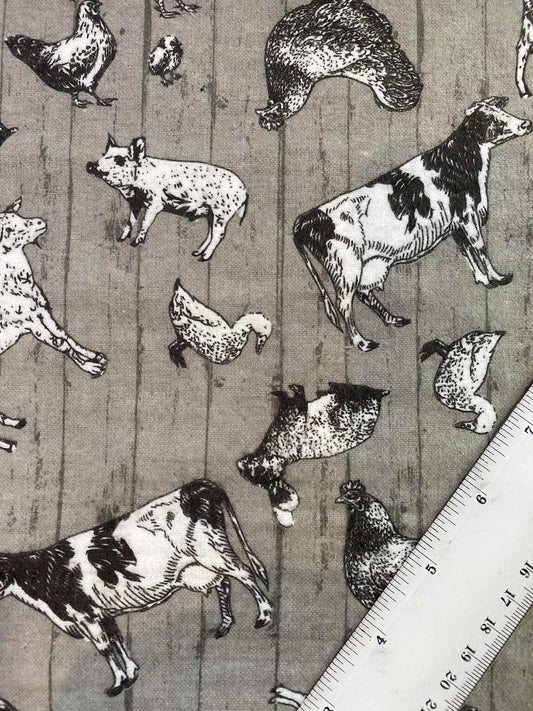 Brushed Cotton - Grey/Black/White - 42"Wide - Sold By The Metre