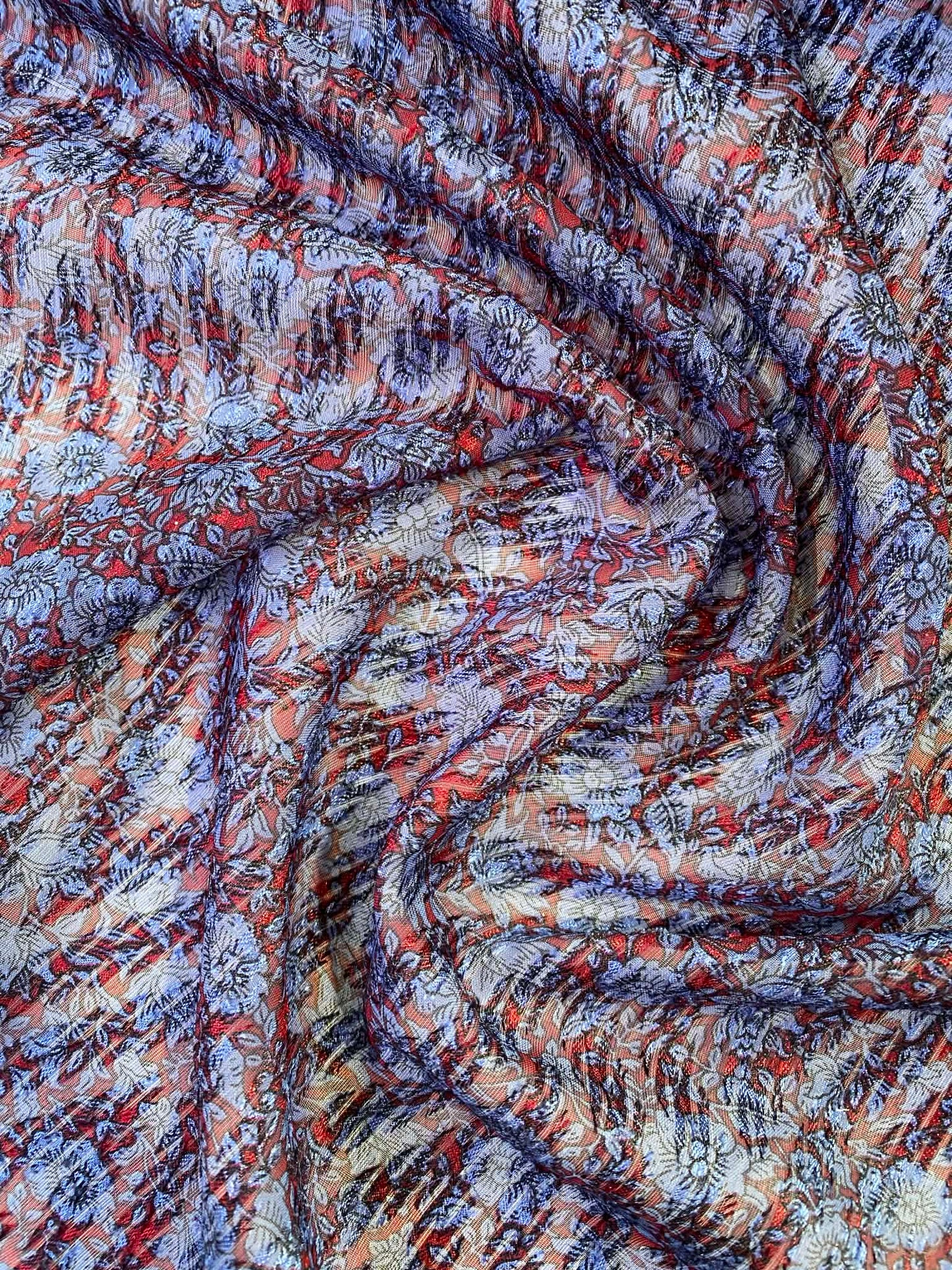 Chevron Yayoo Designer Print - Blue/Red - 58"Wide - Sold By The Metre