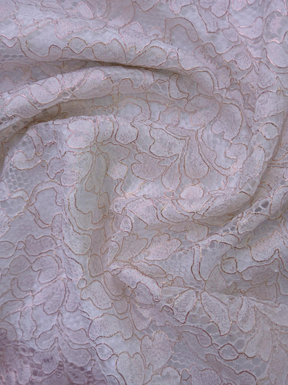 River Island Double Scalloped Lace - White/Bronze - 51" Wide - Sold By The Metre