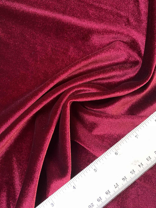 Spandex Velvet - Claret - 62" Wide - Sold By The Metre