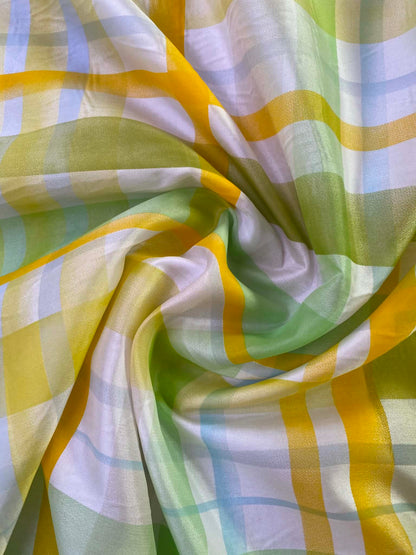 Yellow & Green Plaid Spanish Silk Fabric – 54" Wide (£3.99/m)