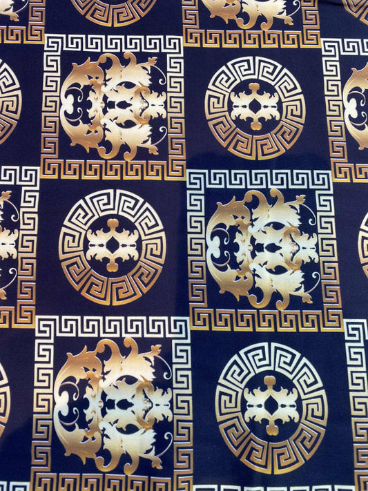 Cotton Satin - Black/Gold/Yellow - 56"Wide - Sold By The Metre