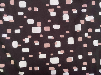 Printed Ponte - Black/Purple/White  60"Wide - Sold By The Metre