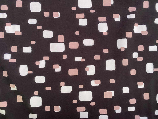 Printed Ponte - Black/Purple/White  60"Wide - Sold By The Metre