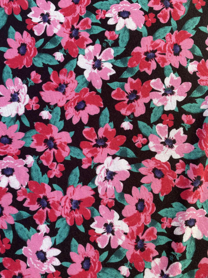 Spun Poly - Pink/Black/Green - 59"Wide - Sold By The Metre