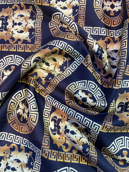 Cotton Satin - Black/Gold/Yellow - 56"Wide - Sold By The Metre