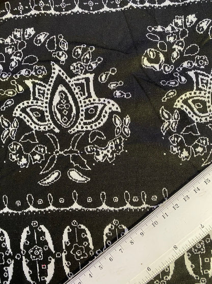 Ponte Roma Jacquard w/ Lycra - Black/White - 70"Wide - Sold By The Metre
