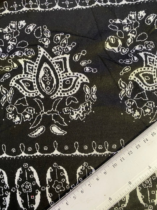 Ponte Roma Jacquard w/ Lycra - Black/White - 70"Wide - Sold By The Metre
