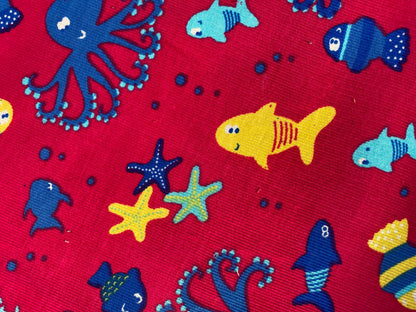 Printed Needlecord 100% Cotton - Pink/Blue/Yellow - 44"Wide - Sold By The Metre