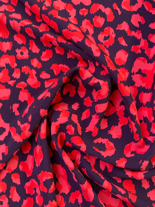 Crepe - Navy/Pink/Red - 60" Wide - Sold By The Metre