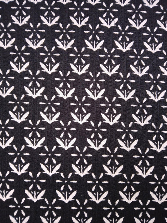 Woodstock Knitted Blister - Black/Cream - 60" Wide - Sold By The Metre