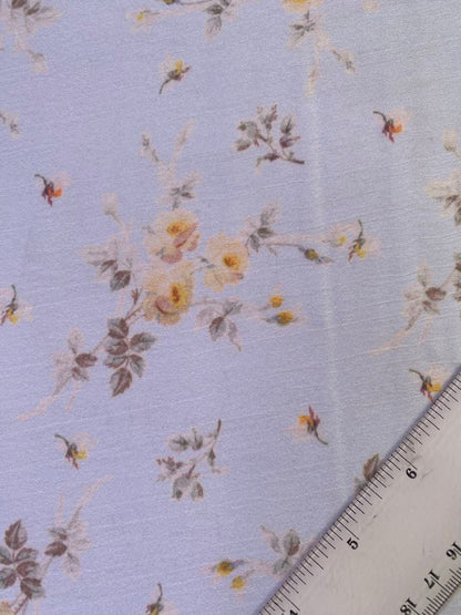 Yayoo Satin - Floral - Blue/Yellow/Brown - 61" Wide - Sold By The Metre