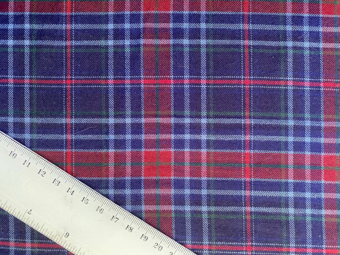 100% Cotton Tartan - Navy/Red/Green - 59"Wide - Sold By The Metre
