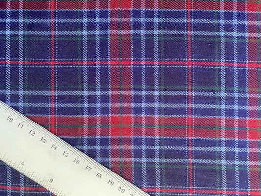 100% Cotton Tartan - Navy/Red/Green - 59"Wide - Sold By The Metre