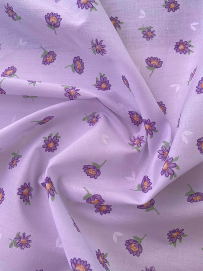 Poly Cotton - White/Purple/Green/Orange - 45" Wide