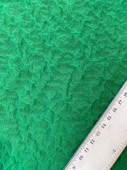 Emerald Green Crinkle Stretch Fabric - 92% Polyester 8% Spandex, 62" Wide