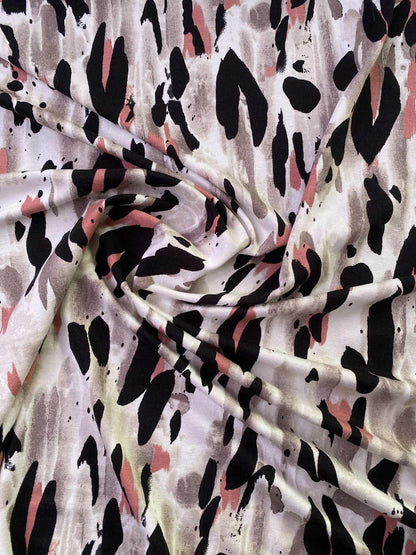 Viscose Lycra - White/Black/Cream - 64"Wide - Sold By The Metre